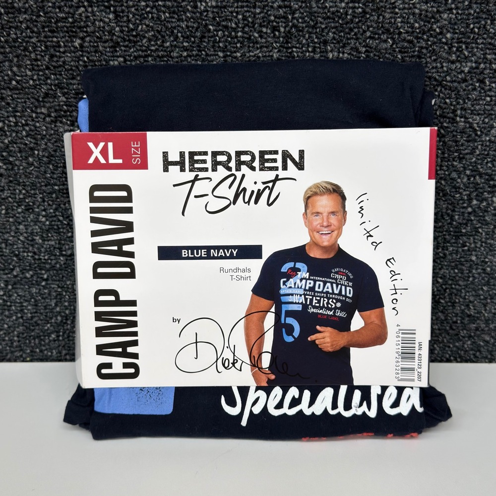Camp David Men Blue Navy Graphic T-Shirt XL Limited Edition Dieter Bohlen New